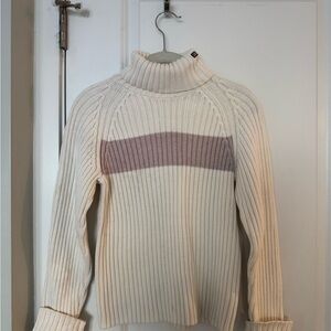 Women's Vintage Polo Jeans Co Cream Stripe Turtleneck Sweater